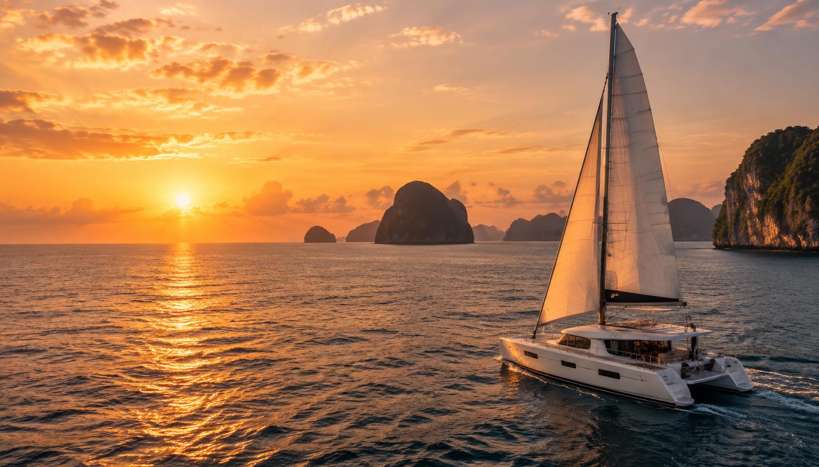 Sailing in Thailand at sunset